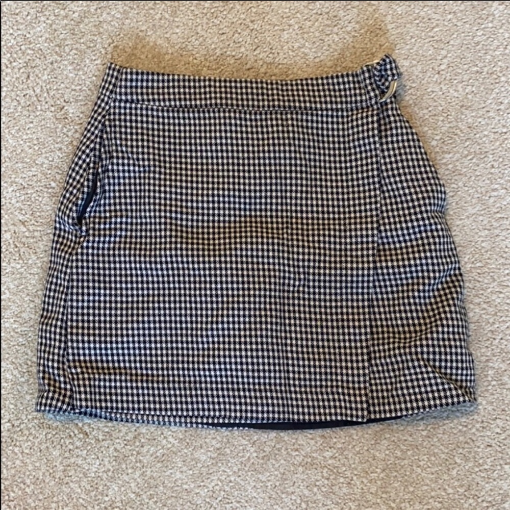 Forever 21 Gingham Black and White Wrap Skirt Mini